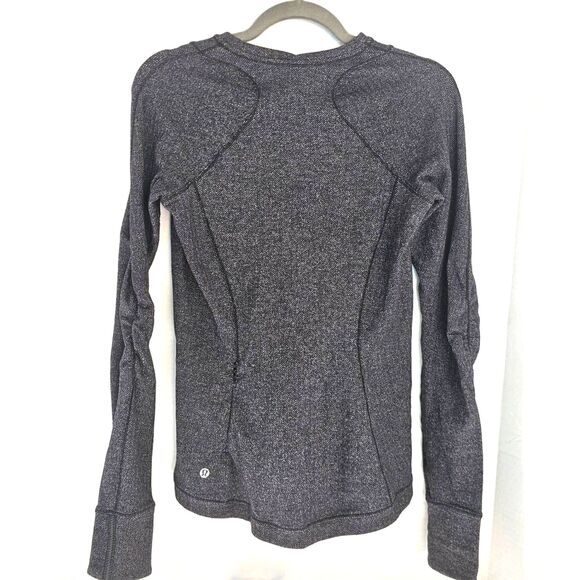 Lululemon Runderful Long Sleeve | Heathered Herringbone Black Rulu Top Sz 6- EUC - Picture 11 of 12